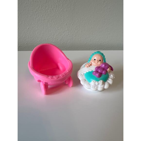 Fisher-Price Little People Baby 1997 Pink Stroller 1996 - Picture 2 of 4